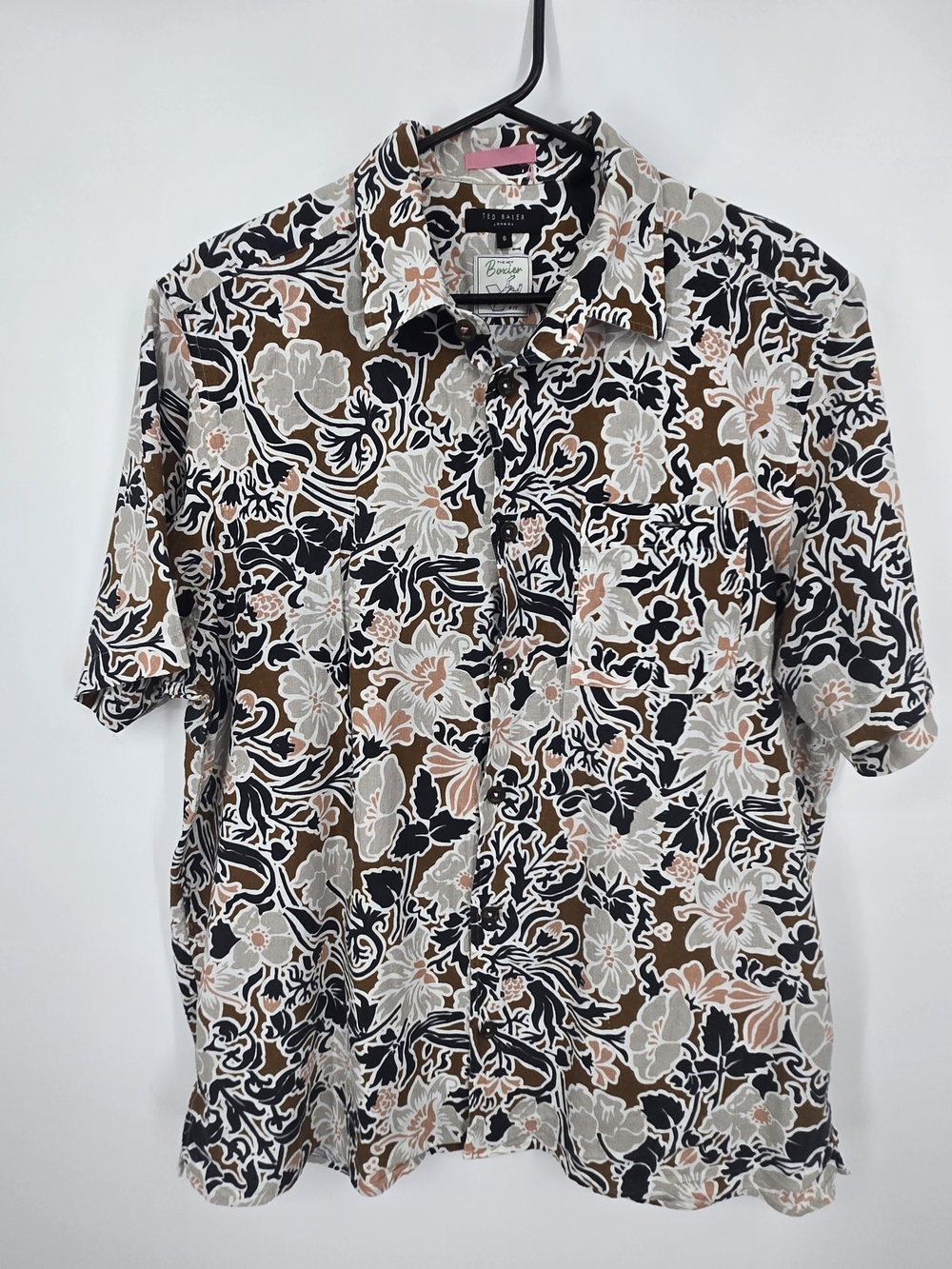 Ted Baker London SITCOM SS Floral Shirt in Brown Size 6 (2XL) 7049